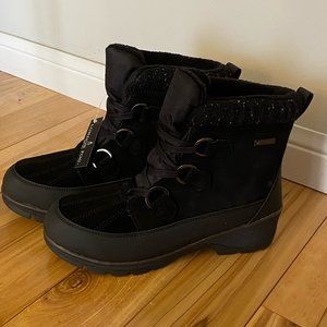 LONDON FOG - BRAND NEW WATERPROOF LEATHER ANKLE WINTER BOOTS - BLACK - SIZE 8